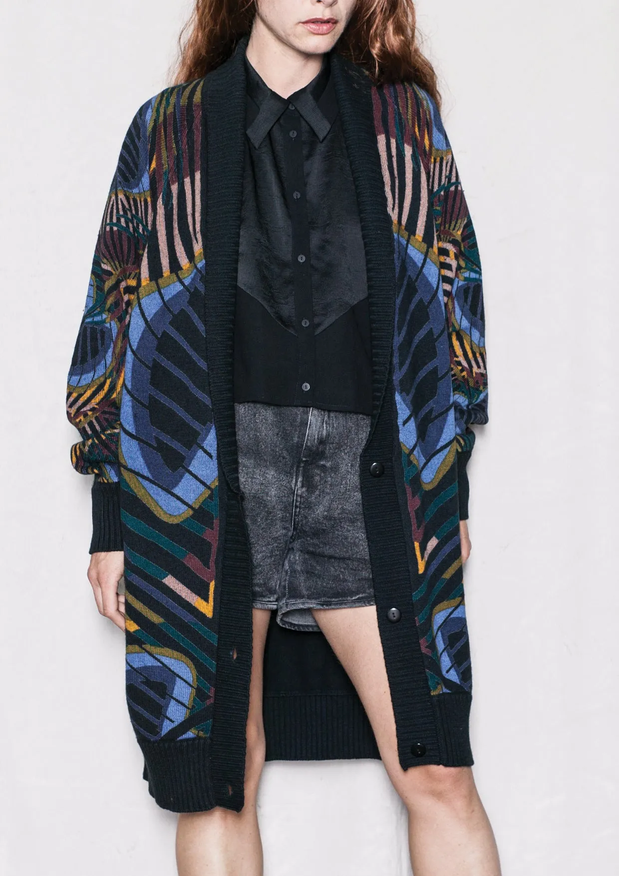 CARDIGAN - KNIT PEACOCK color