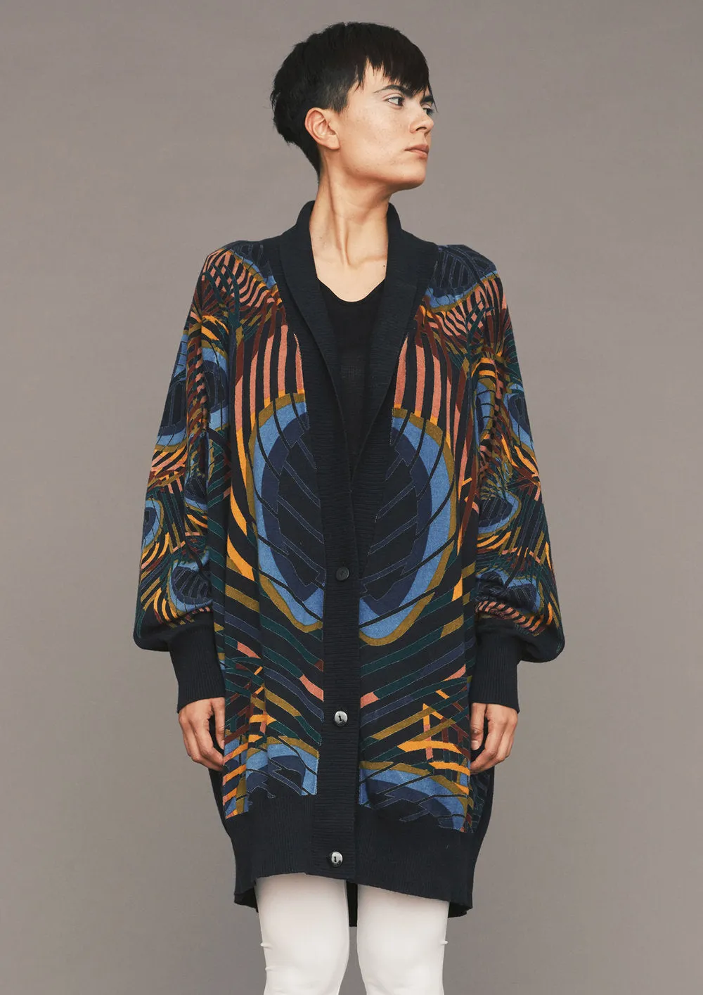 CARDIGAN - KNIT PEACOCK color