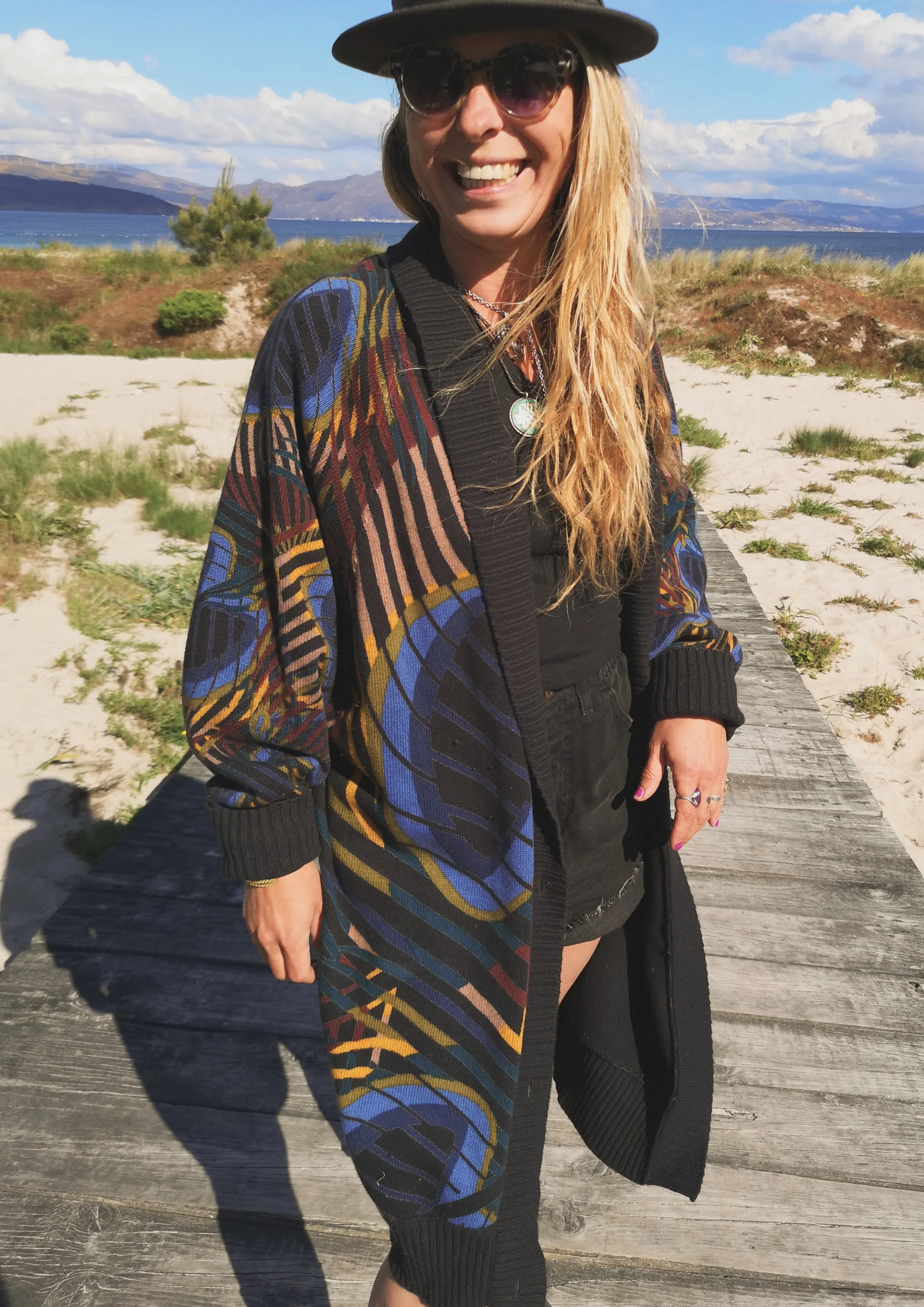 CARDIGAN - KNIT PEACOCK color