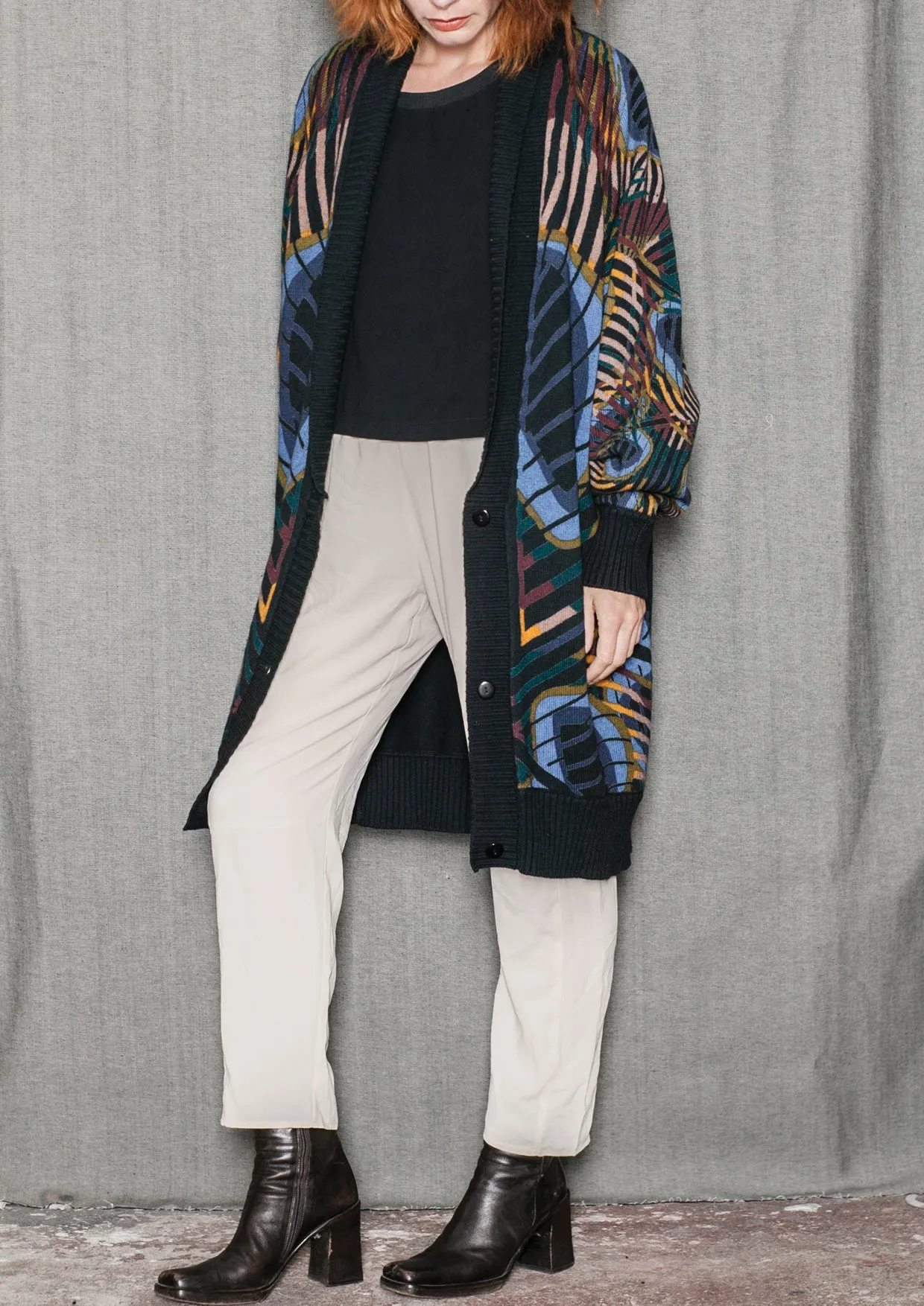 CARDIGAN - KNIT PEACOCK color