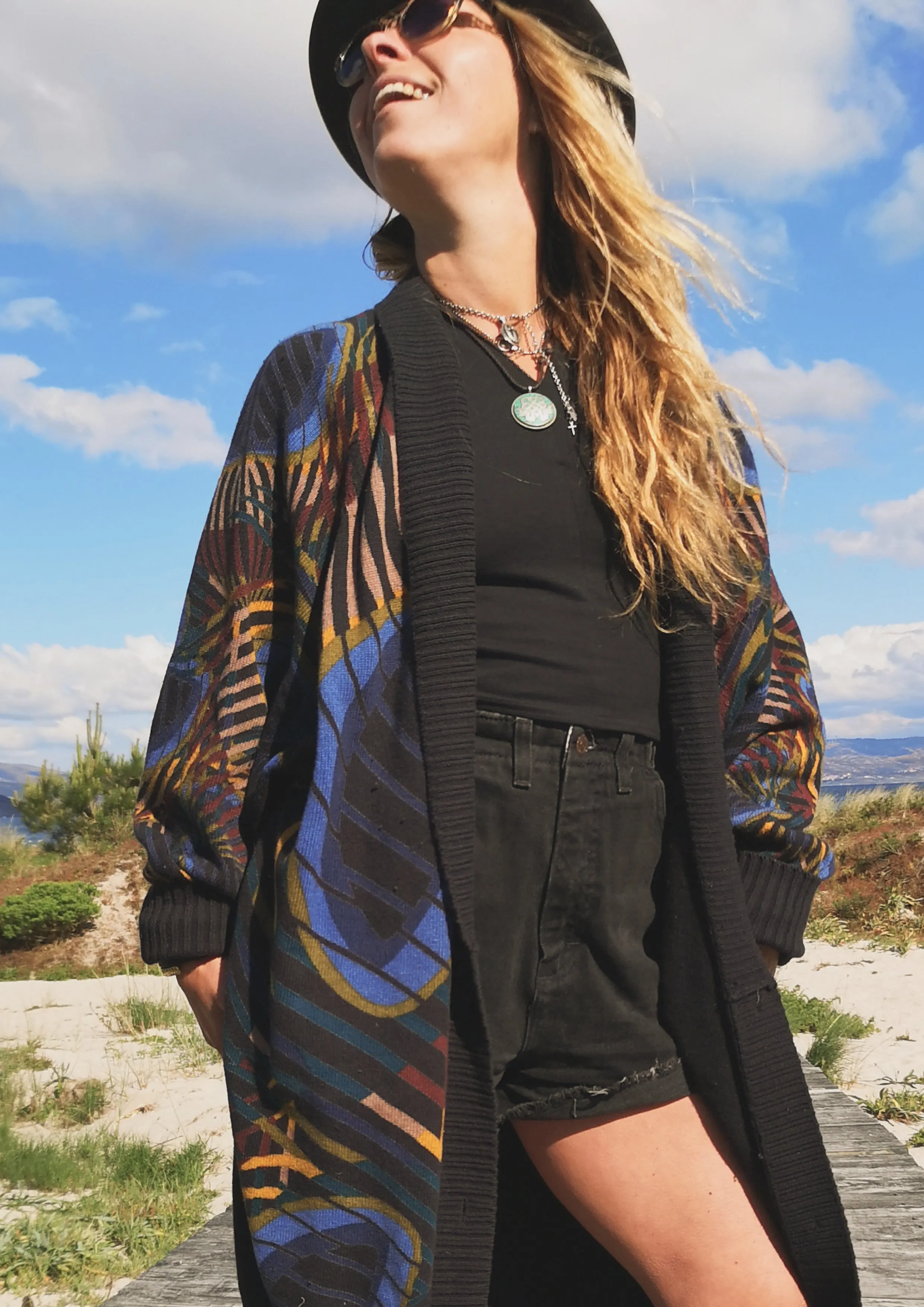 CARDIGAN - KNIT PEACOCK color