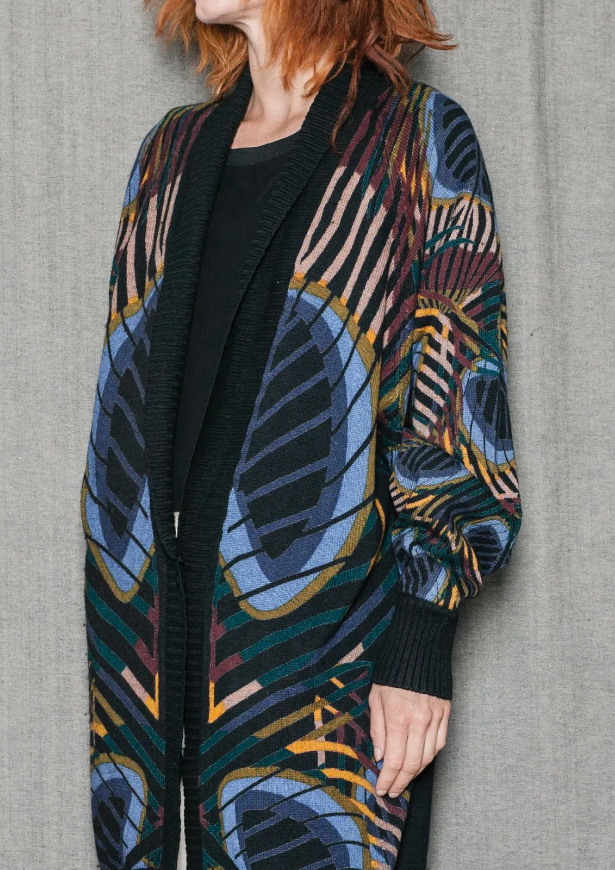 CARDIGAN - KNIT PEACOCK color
