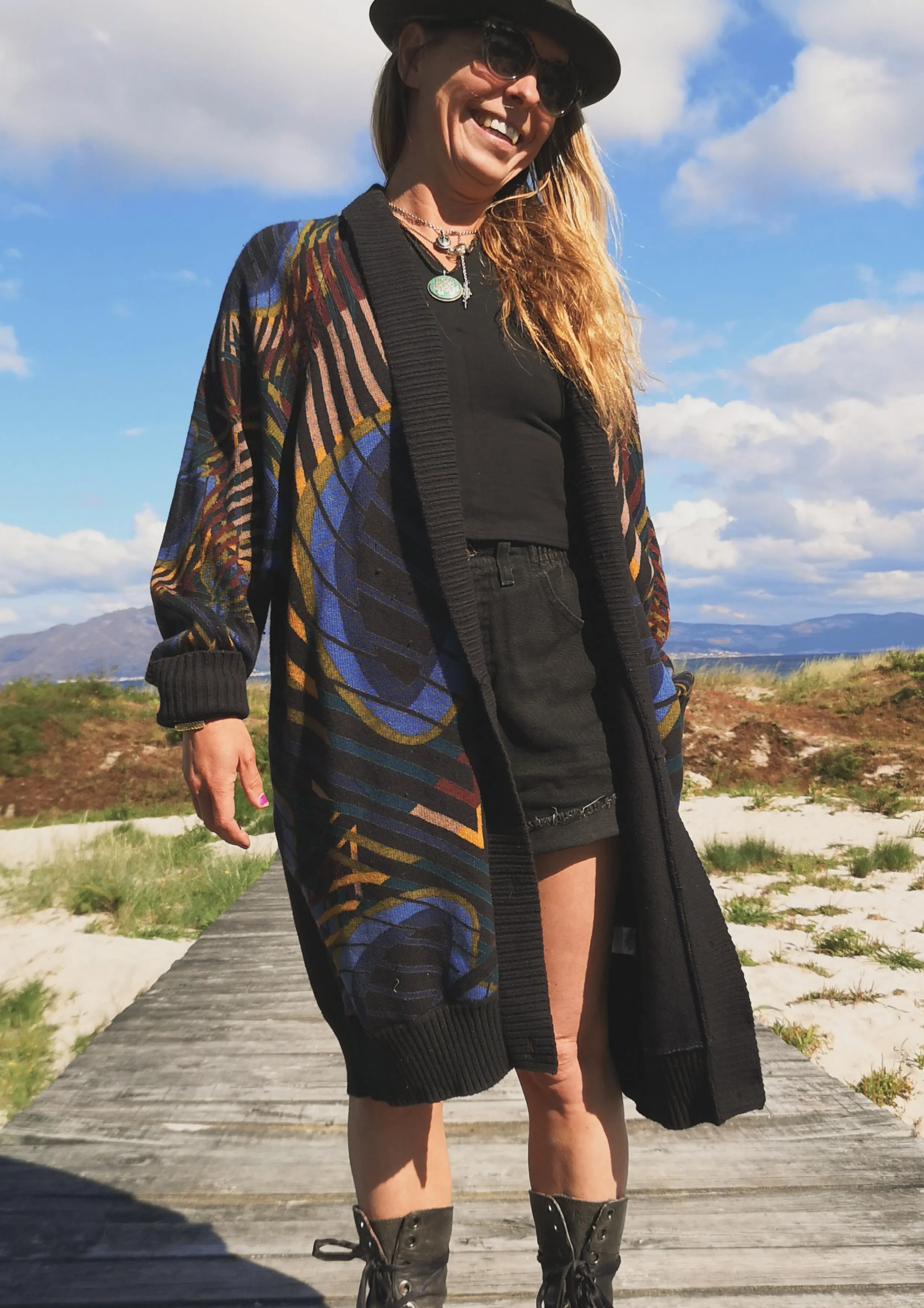 CARDIGAN - KNIT PEACOCK color