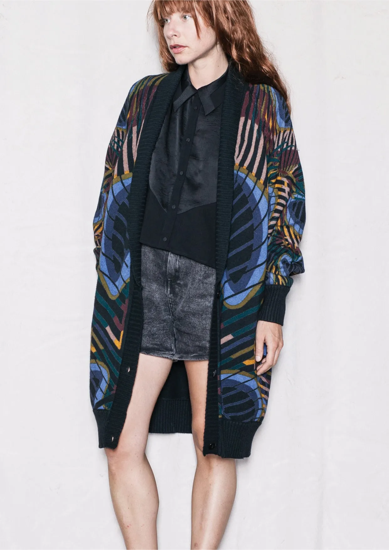 CARDIGAN - KNIT PEACOCK color