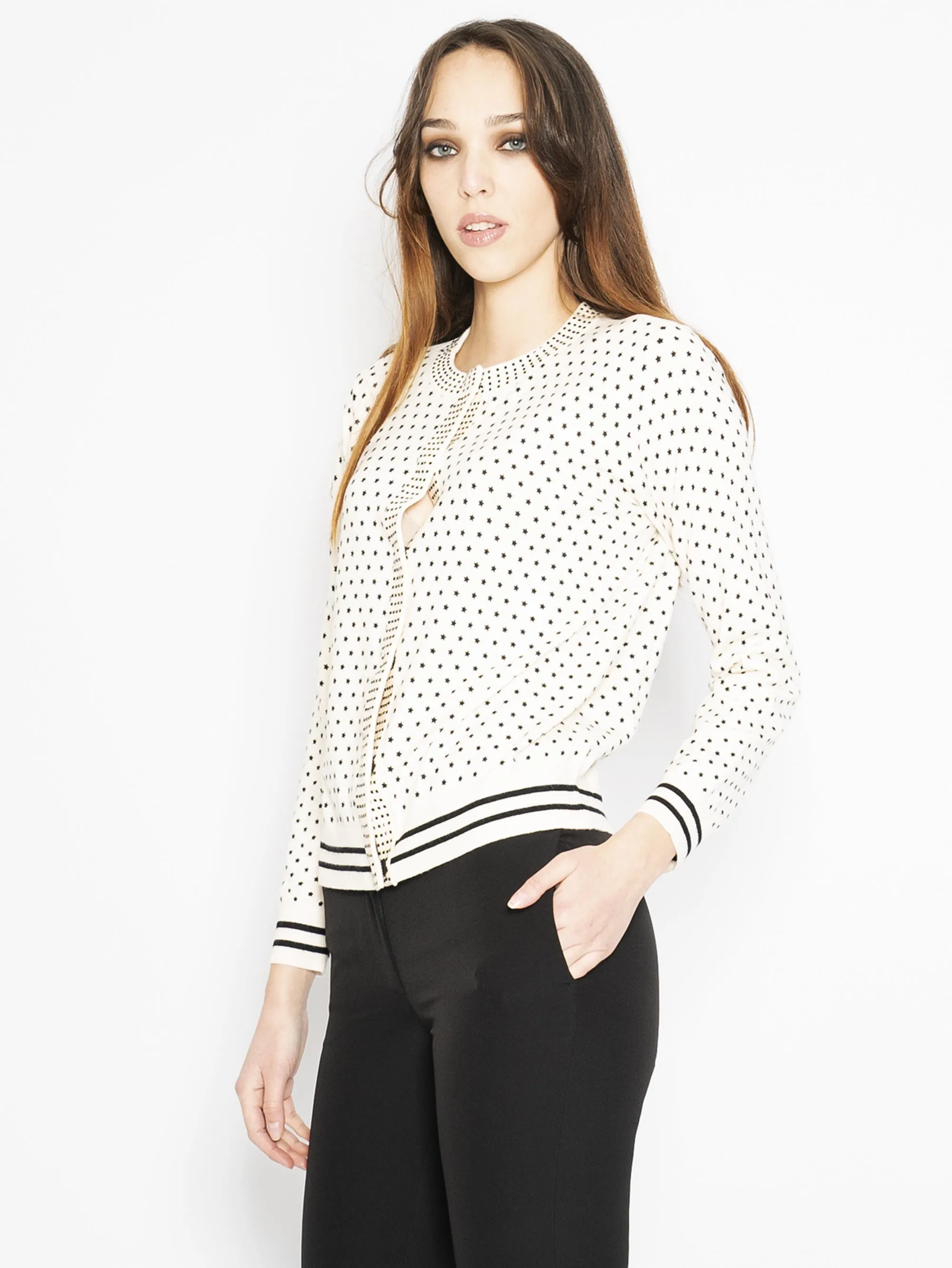 Cardigan Stampa Stelle Neve/Nero