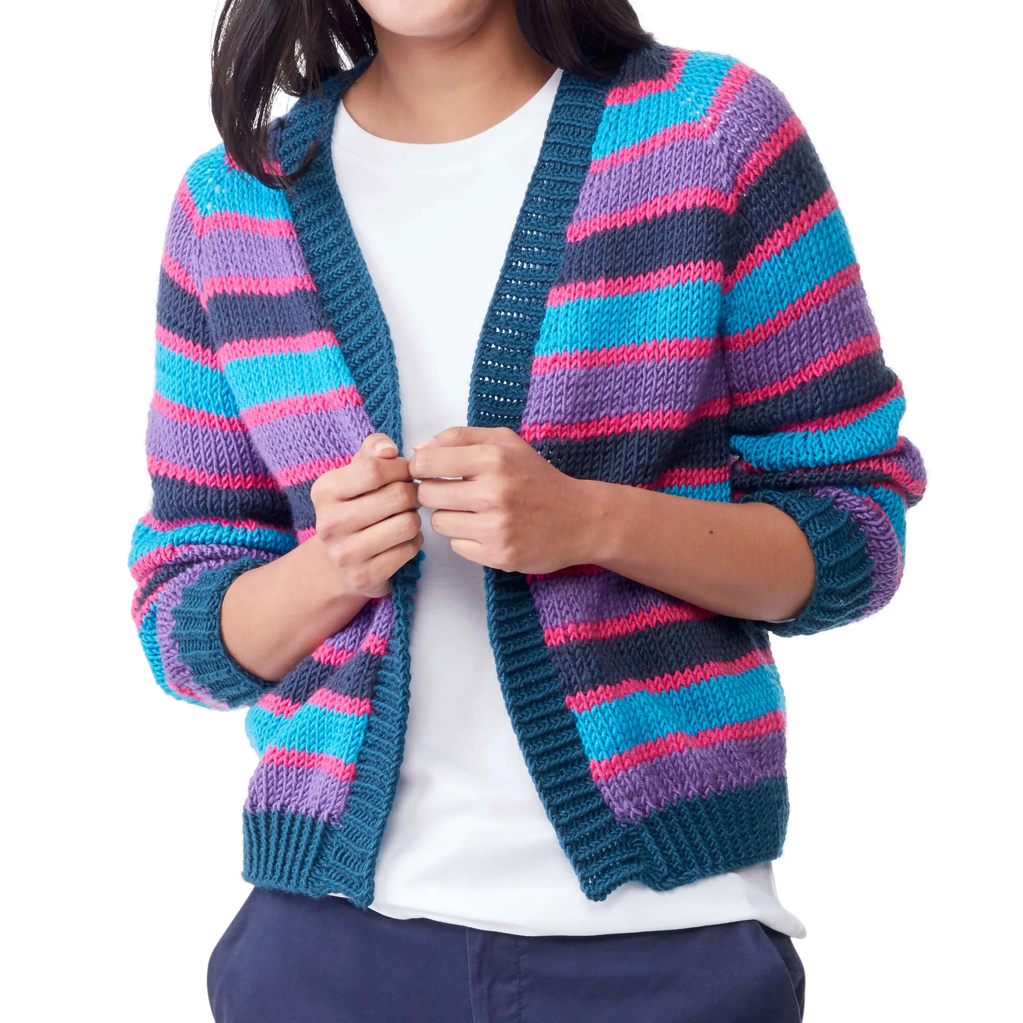 Caron X Pantone Cropped Raglan Knit Cardigan