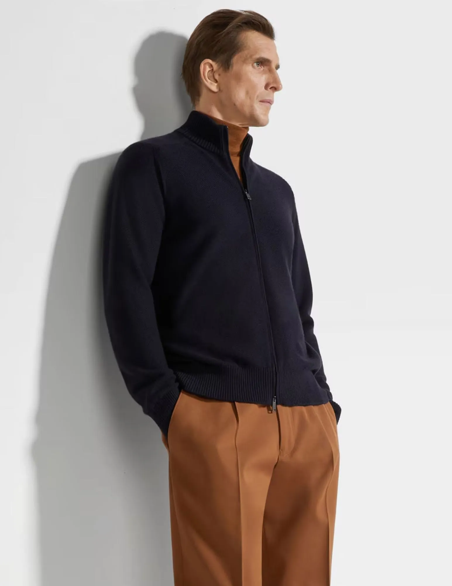 Cashseta Full Zip Cardigan | Navy