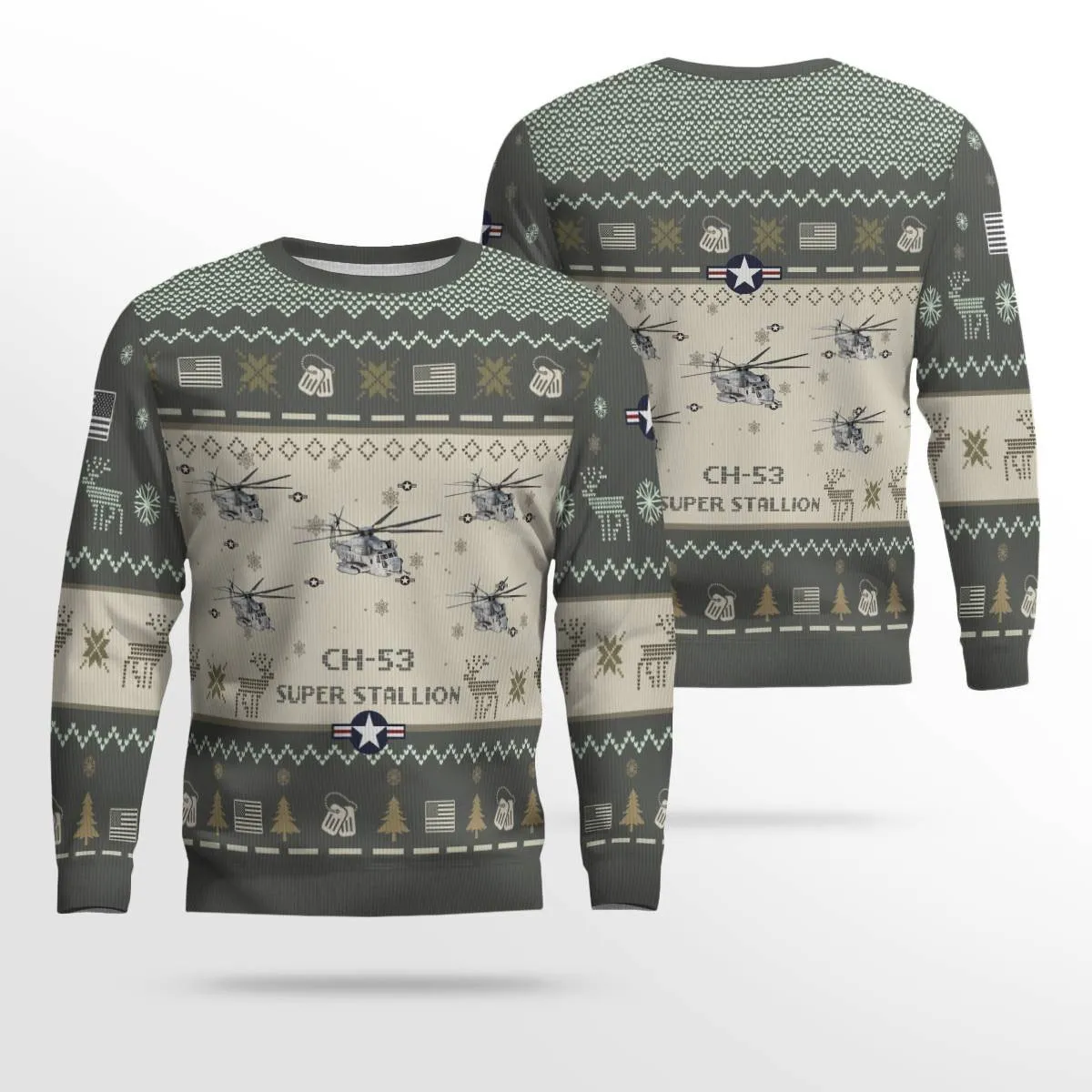CH-53E Super Stallion CH53E_Aircraft Ugly Sweater, Ugly Sweater Christmas Shirt for Men Dad Veteran