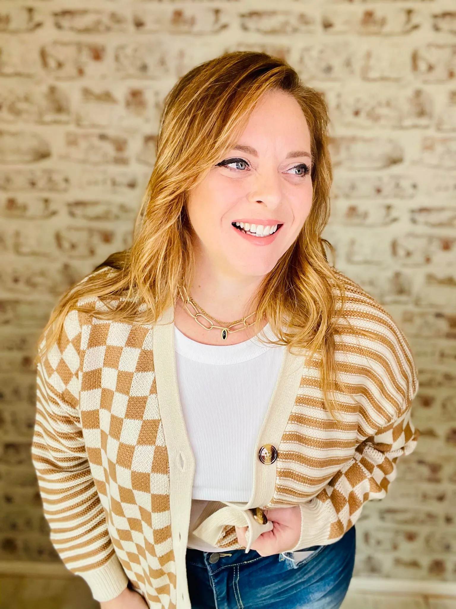 Checker & Stripe Cardigan