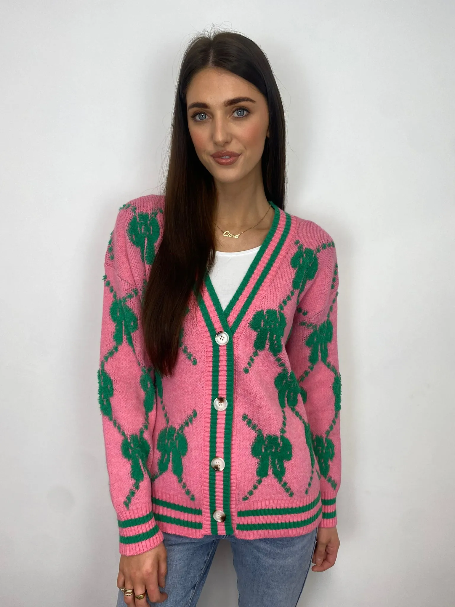 Cheryl Cardigan (Pink/Green)
