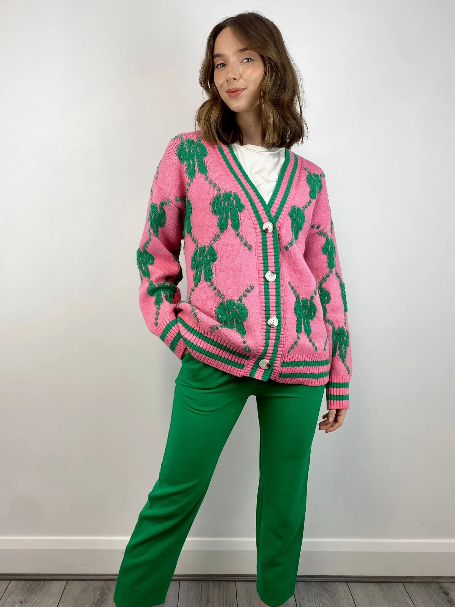 Cheryl Cardigan (Pink/Green)