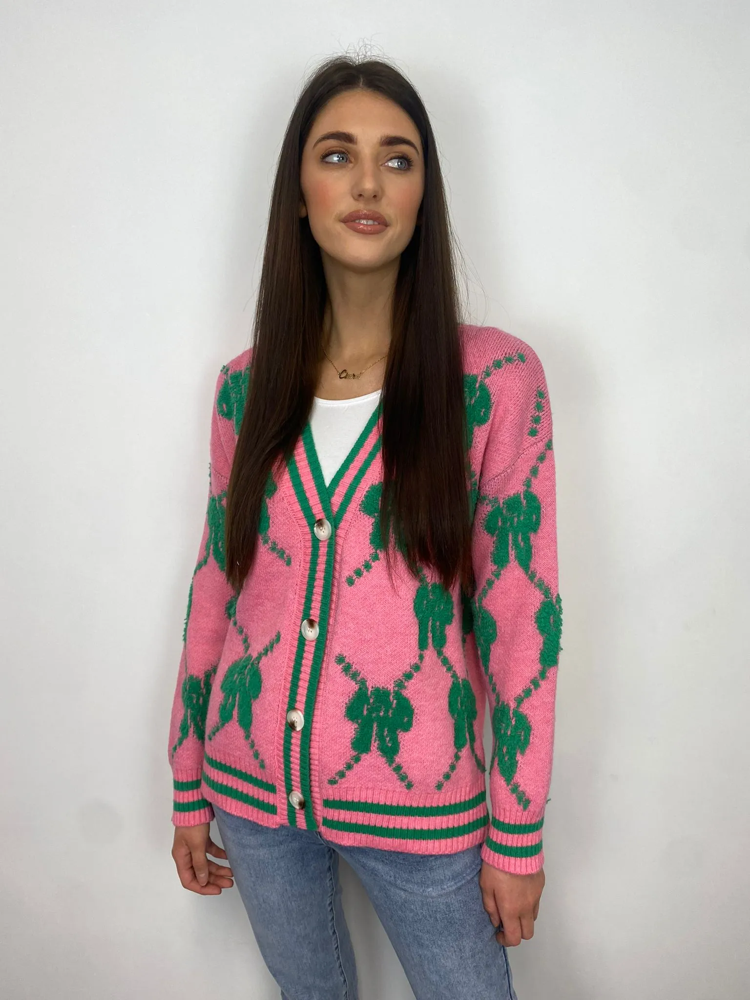 Cheryl Cardigan (Pink/Green)