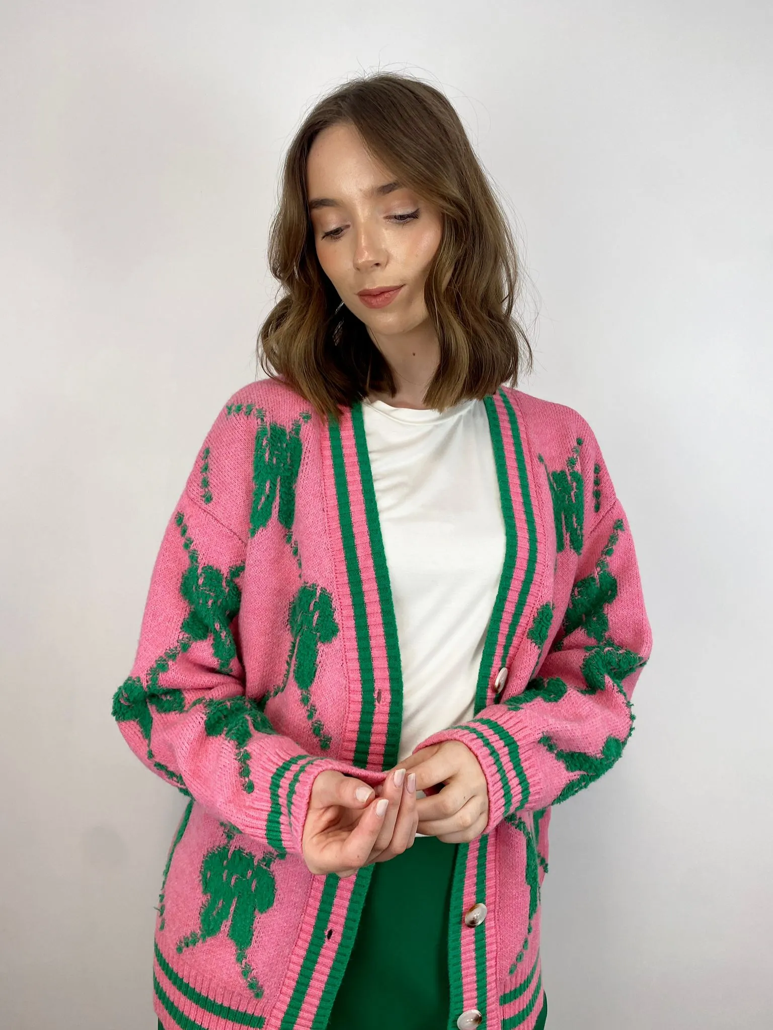 Cheryl Cardigan (Pink/Green)