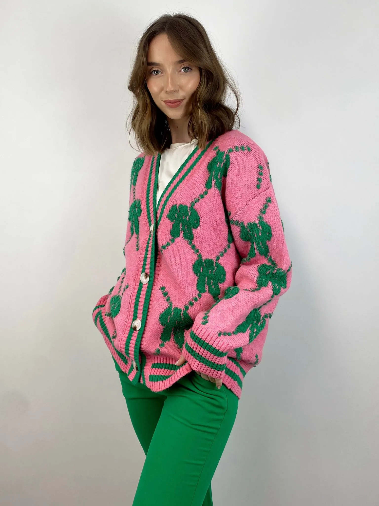 Cheryl Cardigan (Pink/Green)