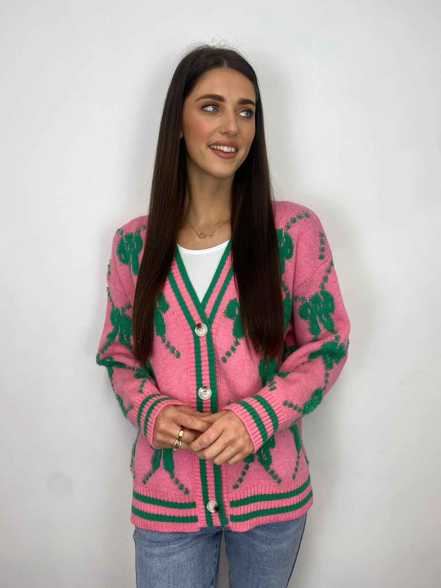 Cheryl Cardigan (Pink/Green)