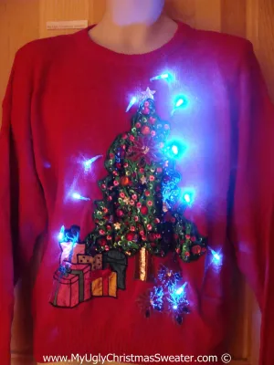 Christmas Sweater with Lights Red with Huge Tree (g201)
