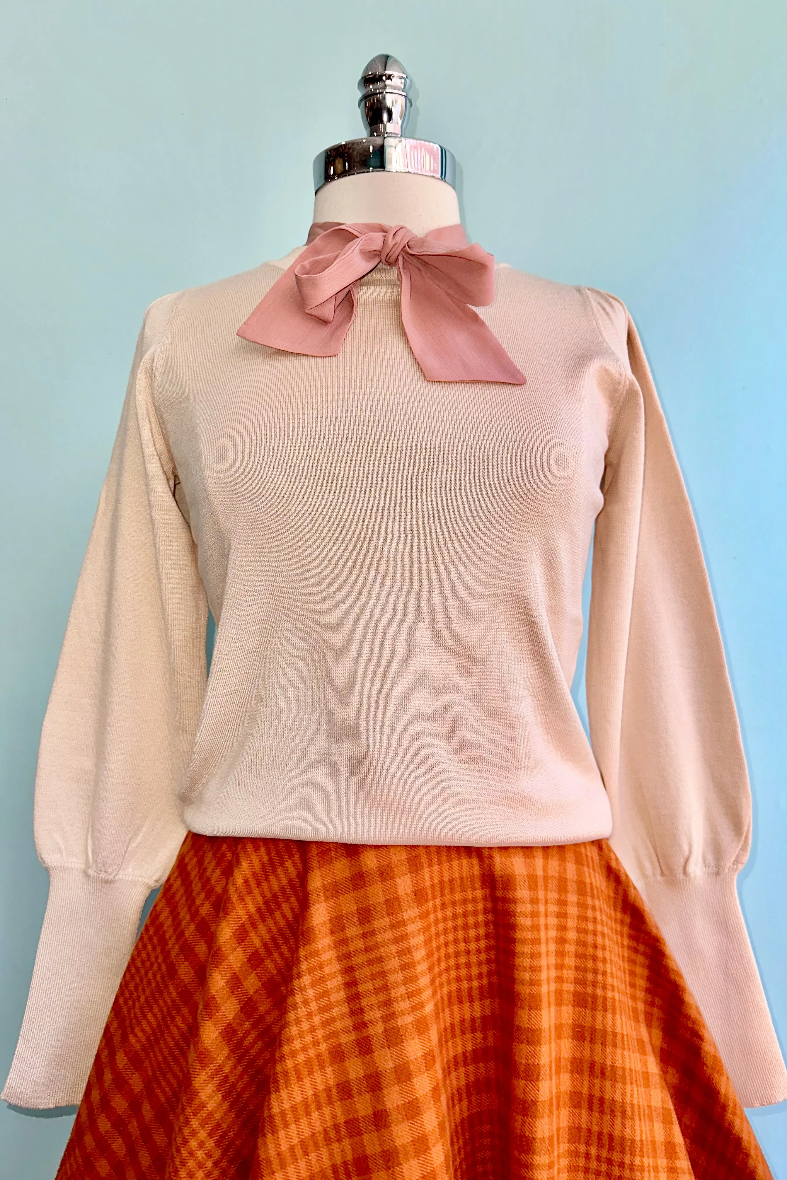 Cream Pullover Fine Knit Sweater by Compania Fantastica