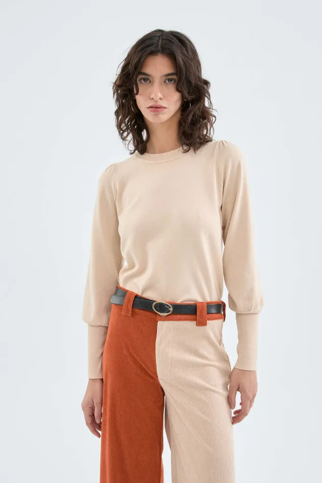 Cream Pullover Fine Knit Sweater by Compania Fantastica