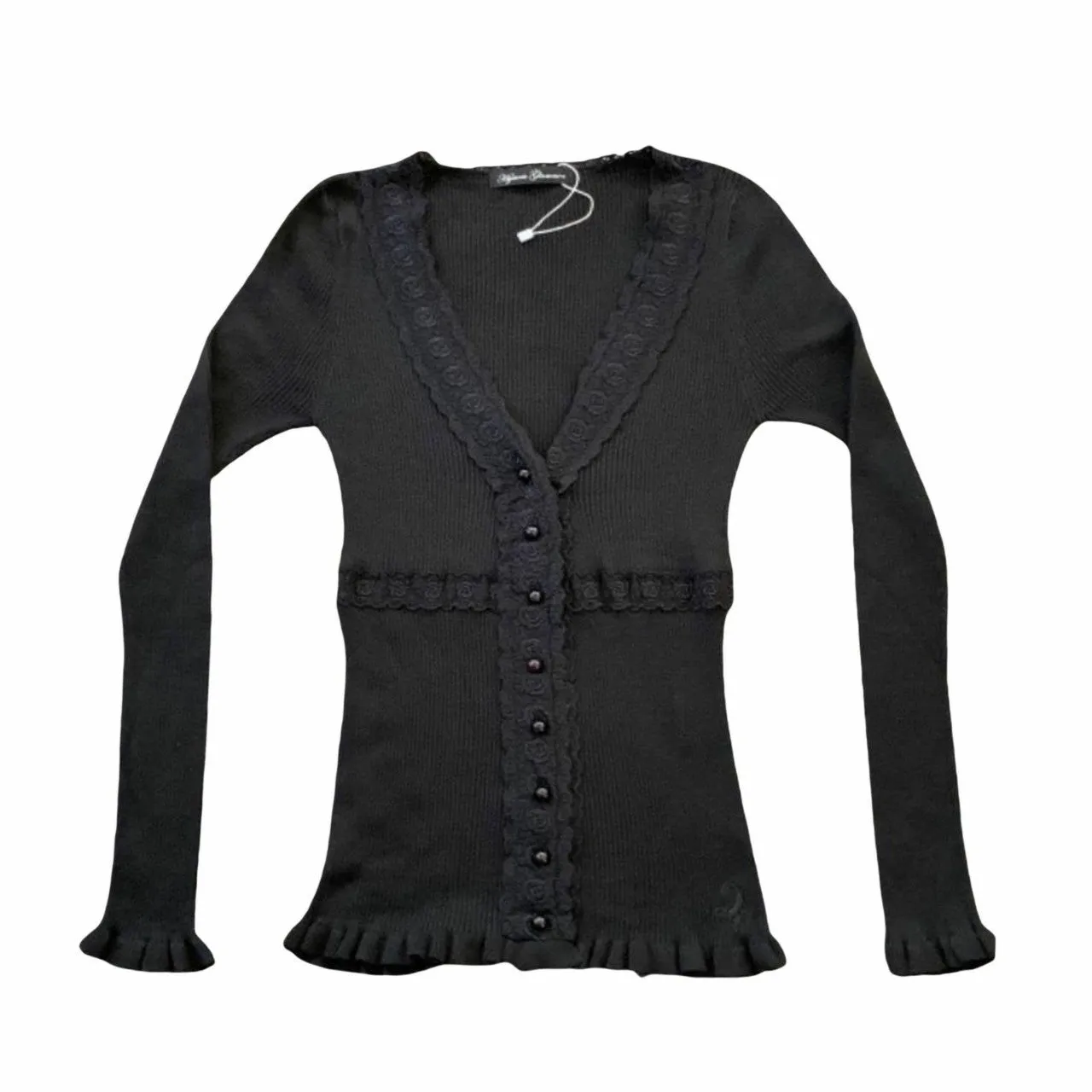 Darianrojas men’s fashion Low Collar Lace Access Control Vertical Pattern Knitted Long-Sleeved Top