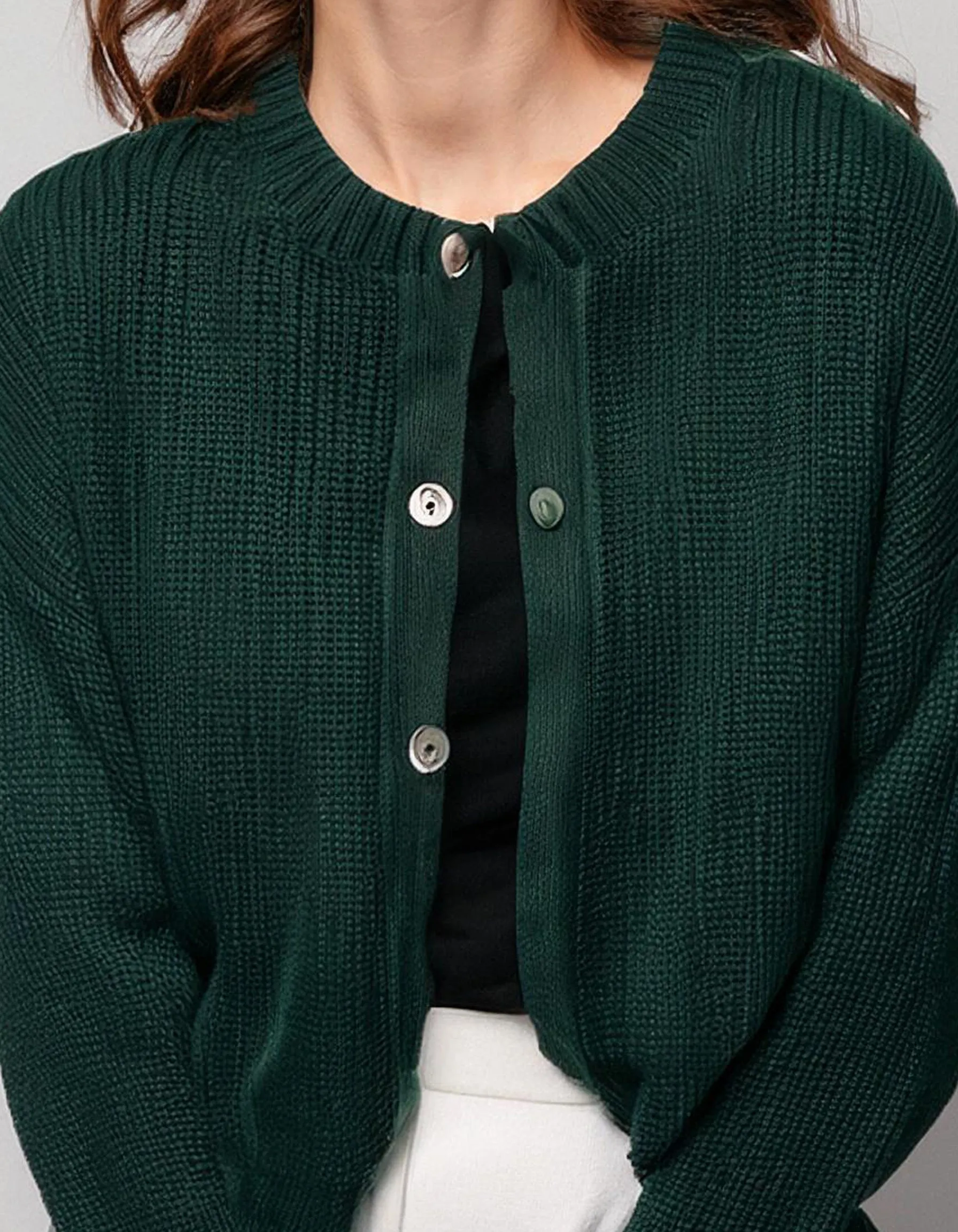Deep Forest Green Button-Up Cardigan