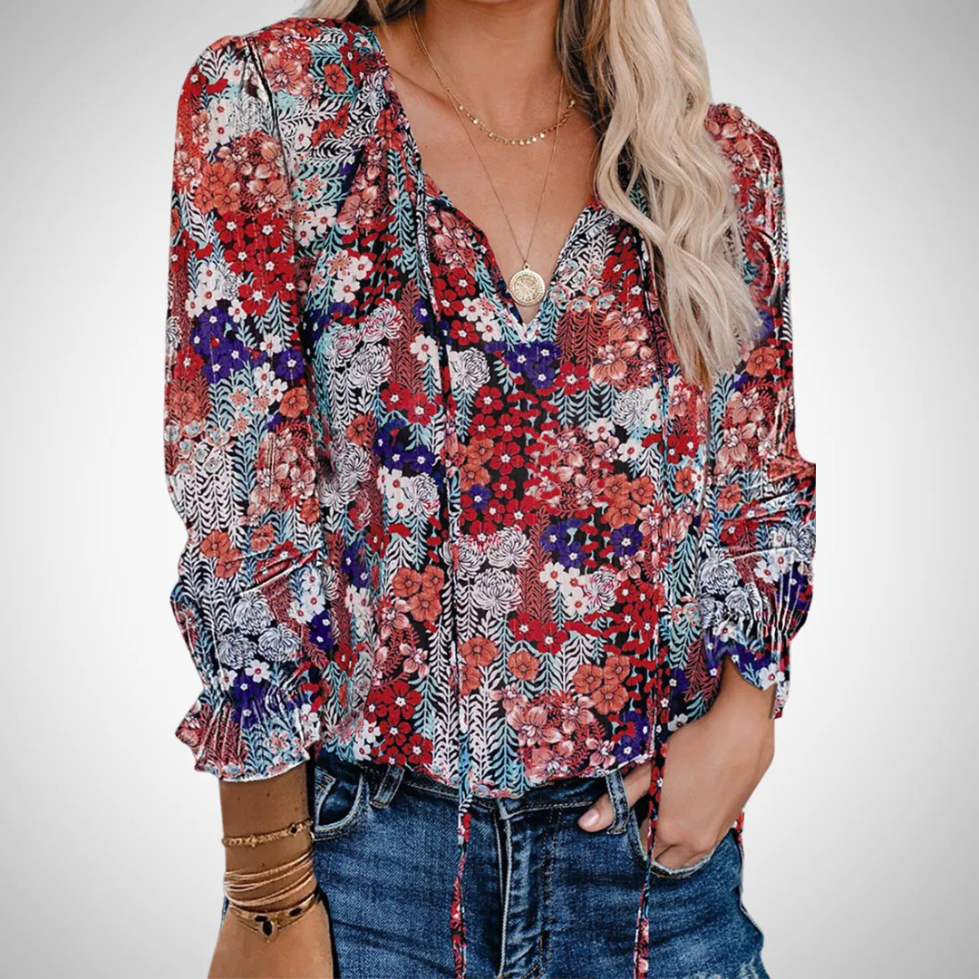 Dorota Printed V-Neck Top