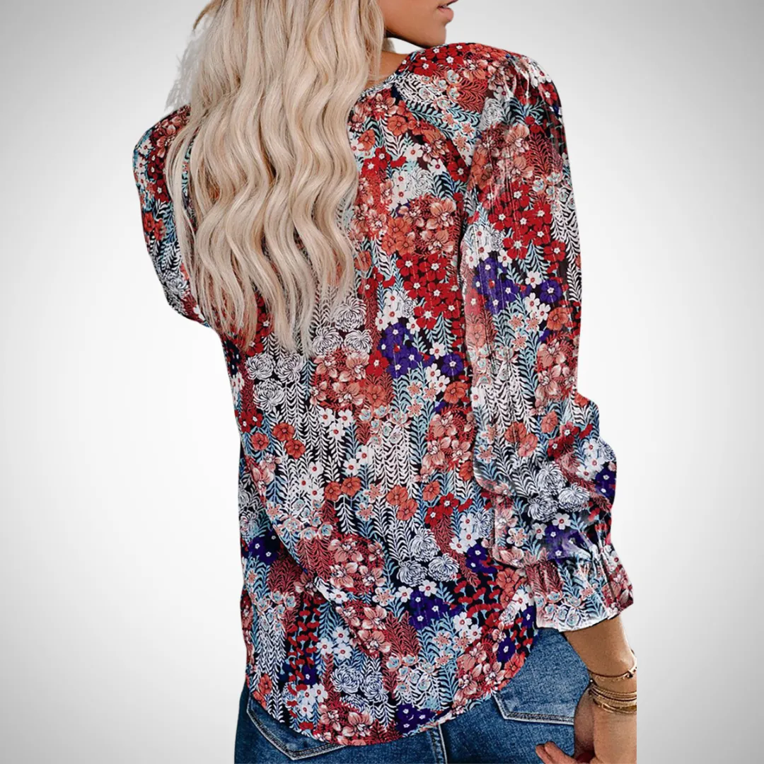 Dorota Printed V-Neck Top