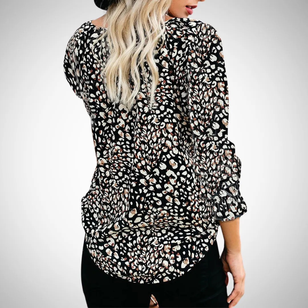 Dorota Printed V-Neck Top