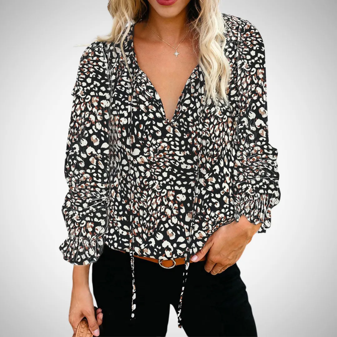 Dorota Printed V-Neck Top