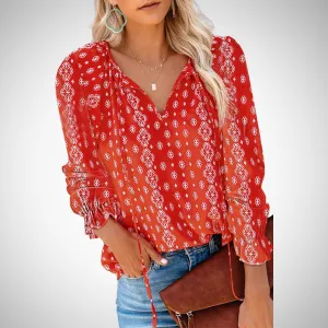 Dorota Printed V-Neck Top