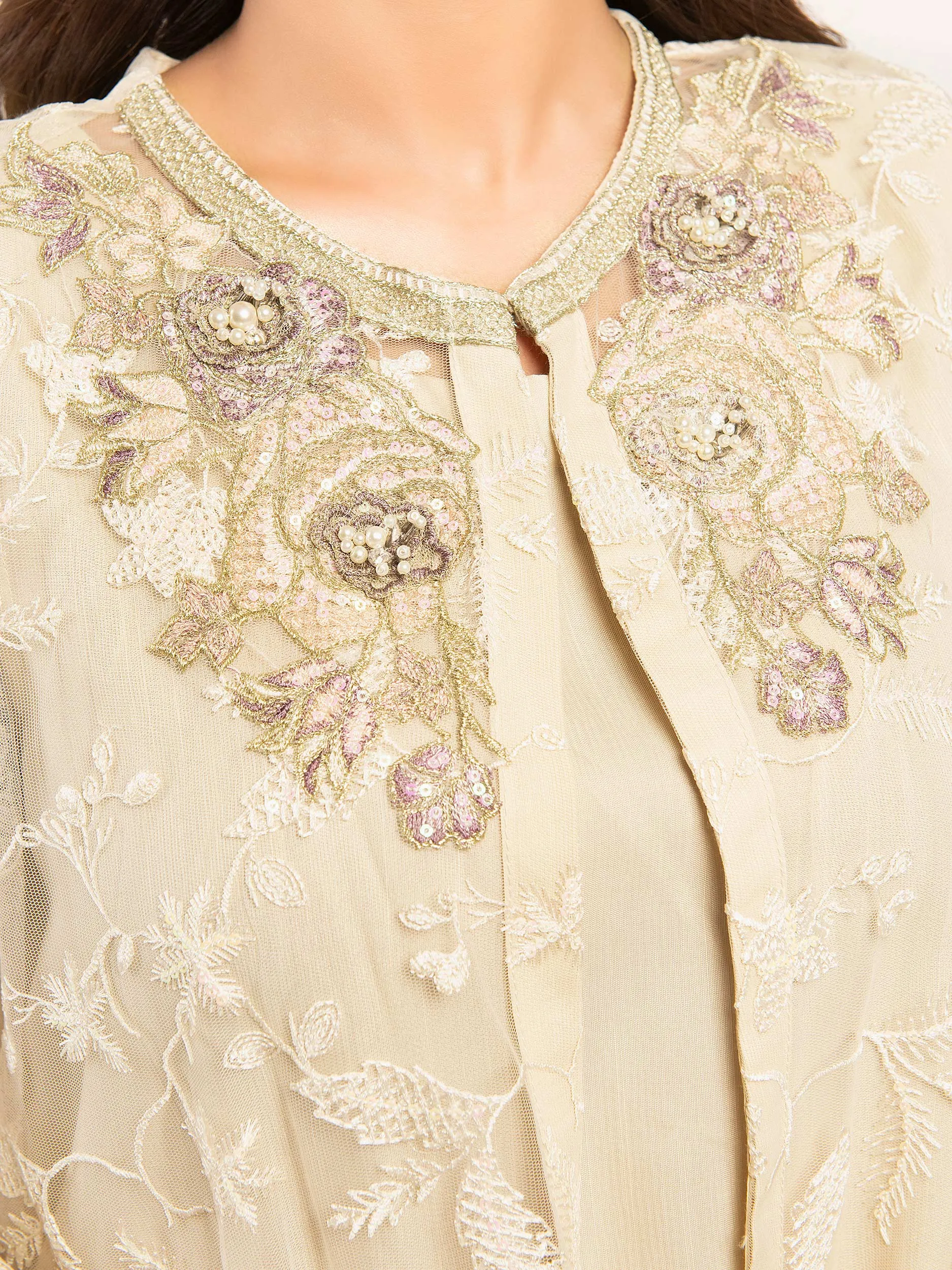 Embroidered Poly Net Suit