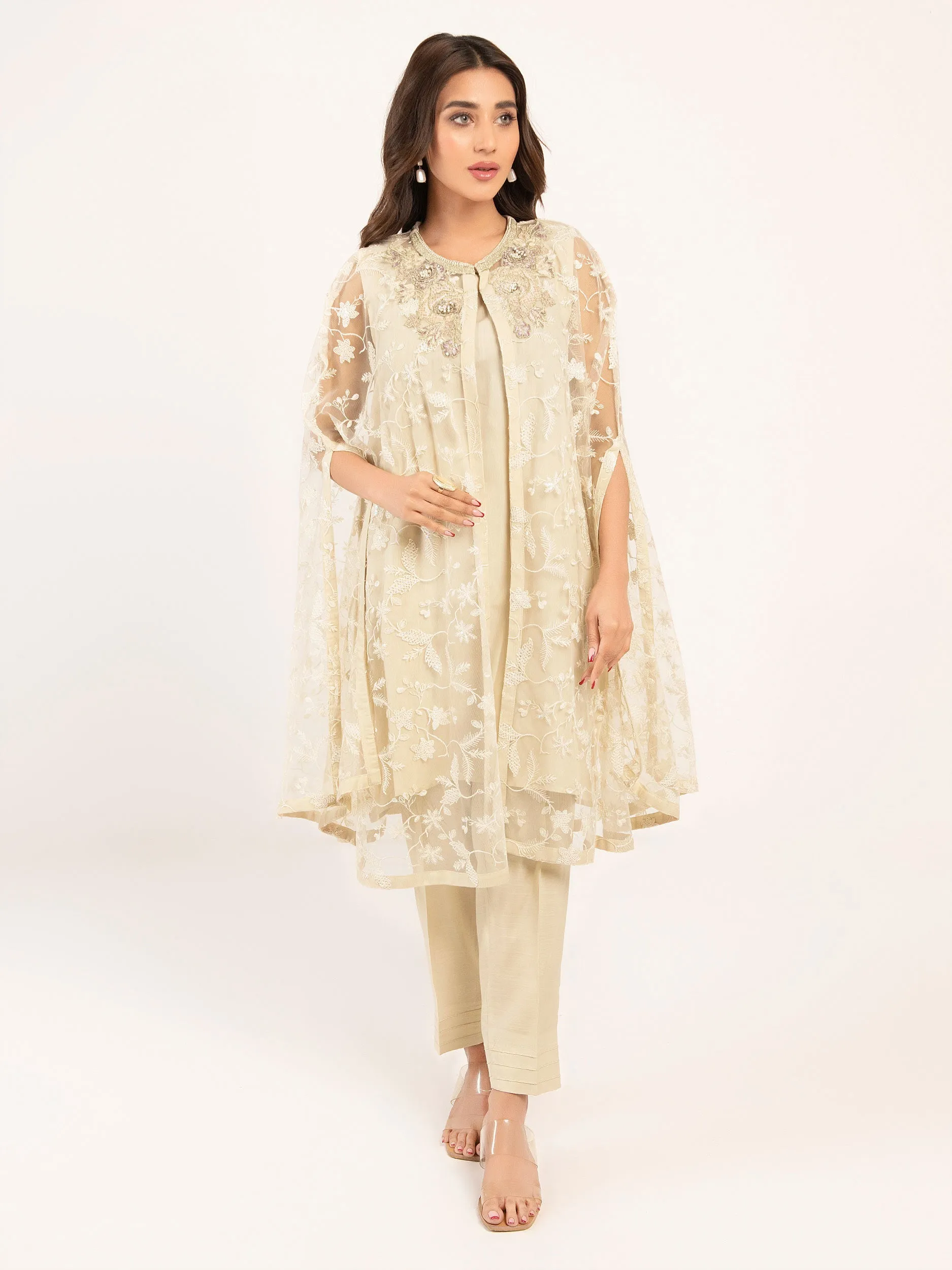 Embroidered Poly Net Suit