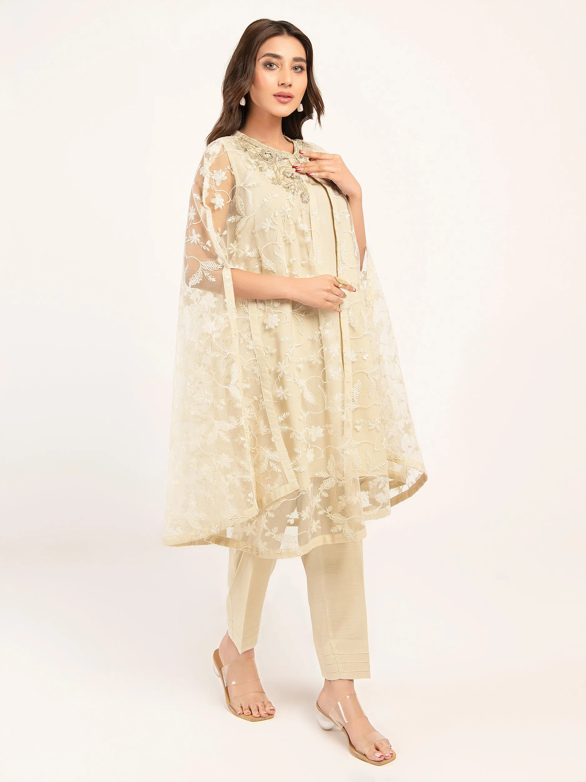 Embroidered Poly Net Suit
