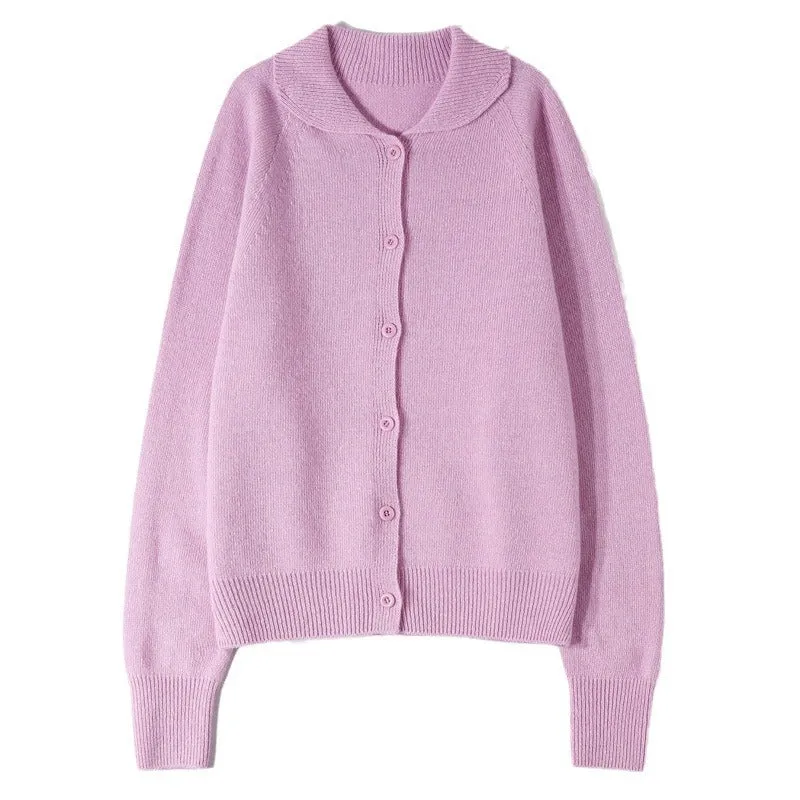 Fashionkova fall outfit men Lerobe Knitwear Women's  Autumn Korean Style Loose Lapel Solid Color Wool Cardigan Coat
