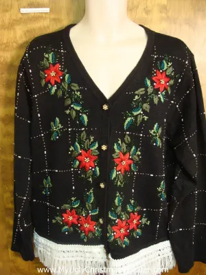 Festive Poinsettias Ugly Xmas Sweater