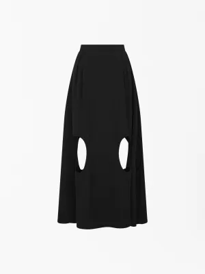 Flare Cut-Out Midaxi Skirt in Black