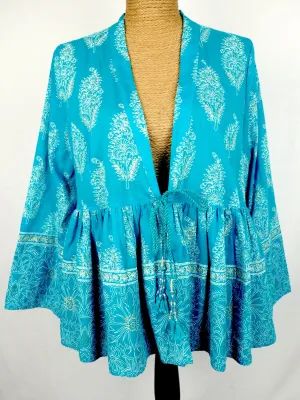 Flared Paisley Drawstring Jacket