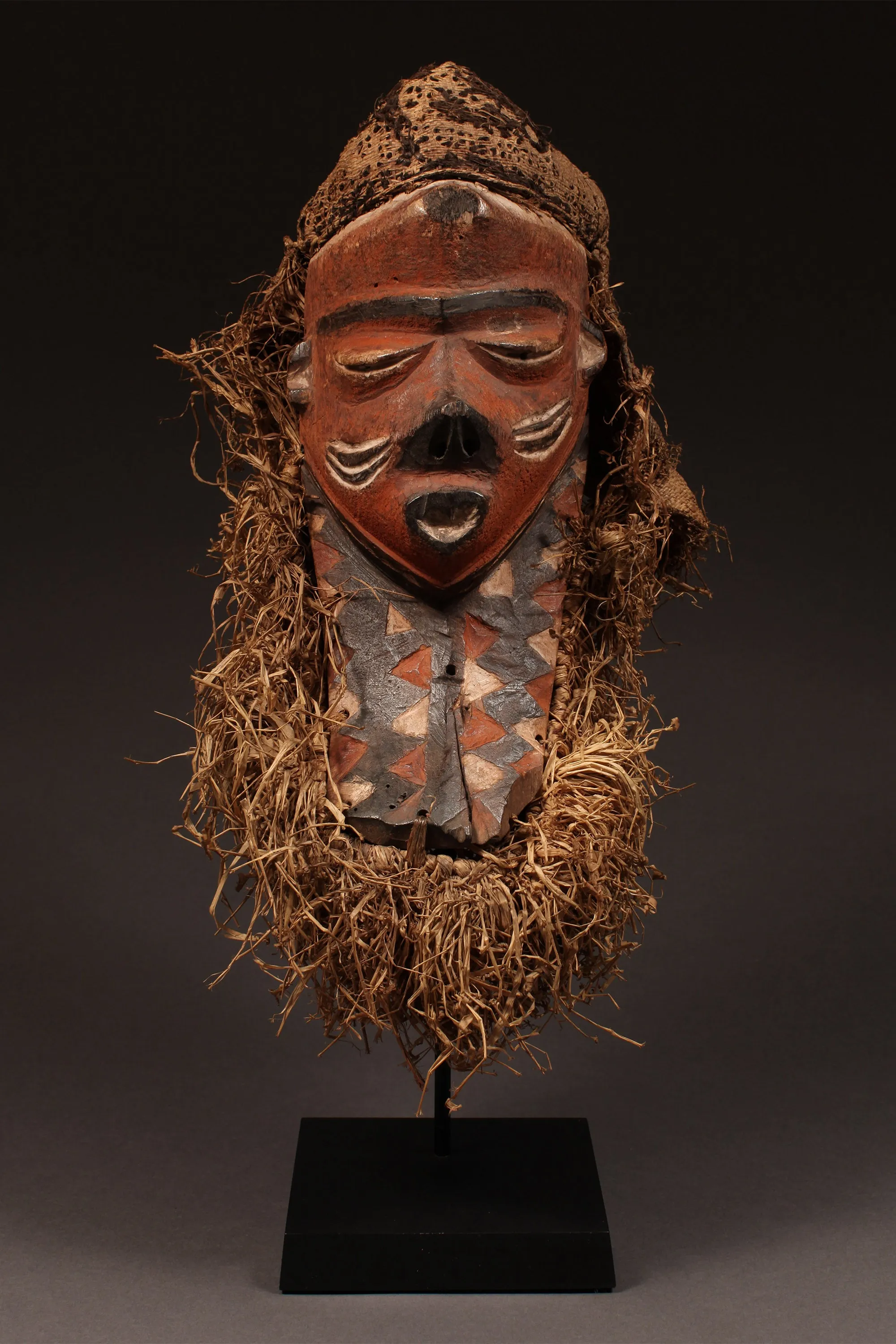 Forehead African Mask, Crafted Wood, Pende Tribe, D.R Congo