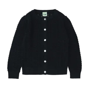 FUB DARK NAVY POINTELLE CARDIGAN
