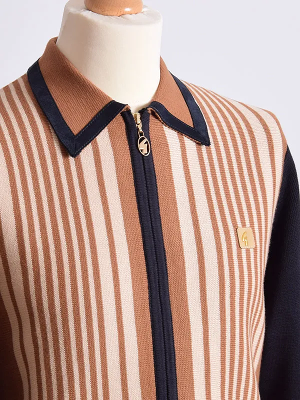Gabicci Vintage Navy Front Stripe Zip Cardigan