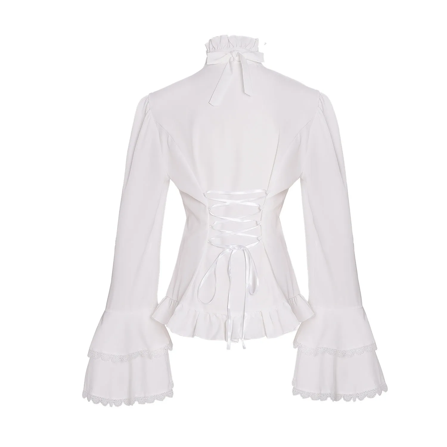 Girlary-shop ribbons galore dress to impress Court Style Flared Long Sleeve Gothic Inner Lotus Leaf Lace Shirt Lolita Women's Retro French Top Women