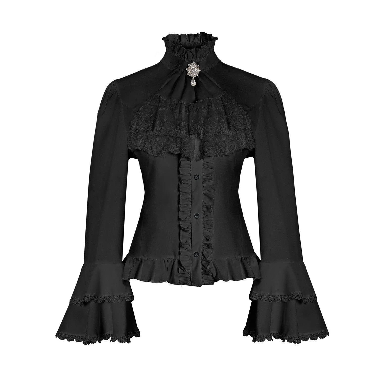 Girlary-shop ribbons galore dress to impress Court Style Flared Long Sleeve Gothic Inner Lotus Leaf Lace Shirt Lolita Women's Retro French Top Women