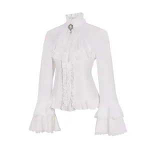 Girlary-shop ribbons galore dress to impress Court Style Flared Long Sleeve Gothic Inner Lotus Leaf Lace Shirt Lolita Women's Retro French Top Women
