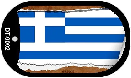 Greece Flag Scroll Metal Novelty Dog Tag Necklace DT-9092