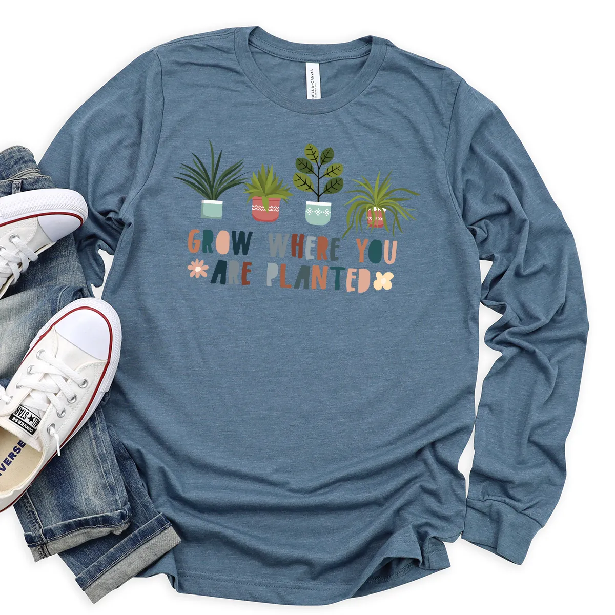 grow where you are planted long sleeve unisex tee