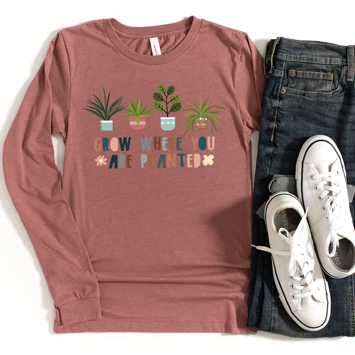 grow where you are planted long sleeve unisex tee