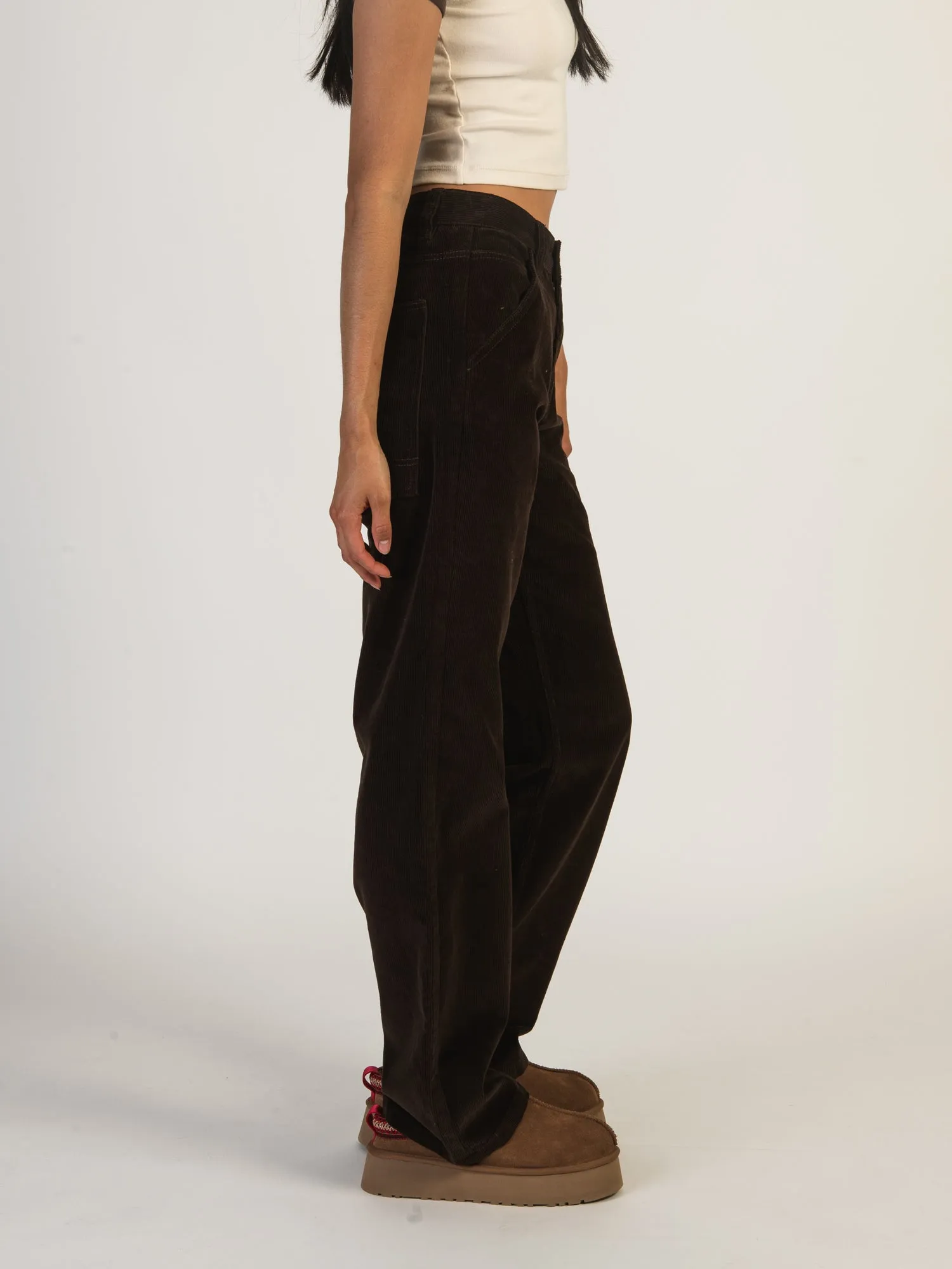 HARLOW CORD CARPENTER PANT - CHOCOLATE