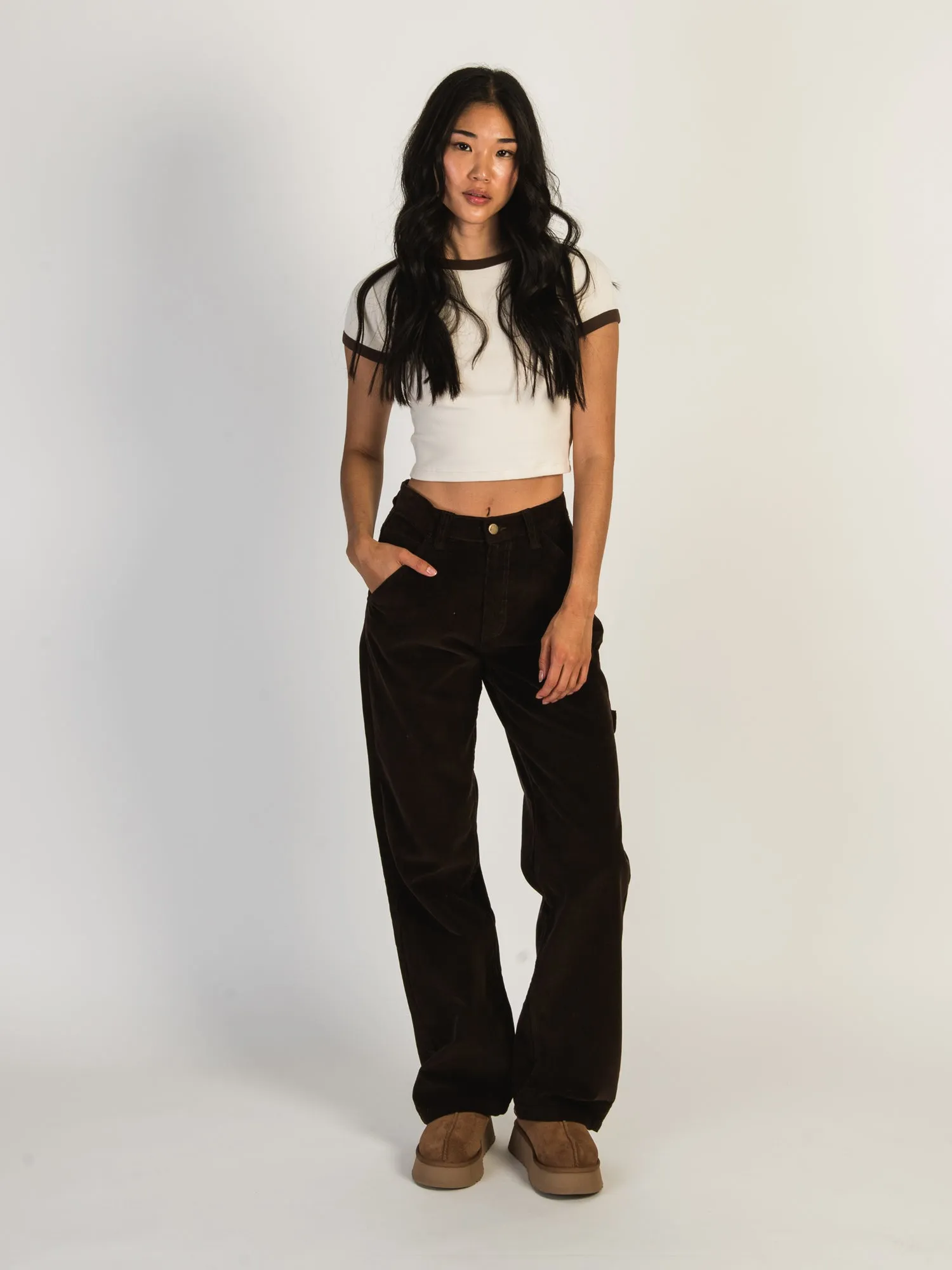 HARLOW CORD CARPENTER PANT - CHOCOLATE