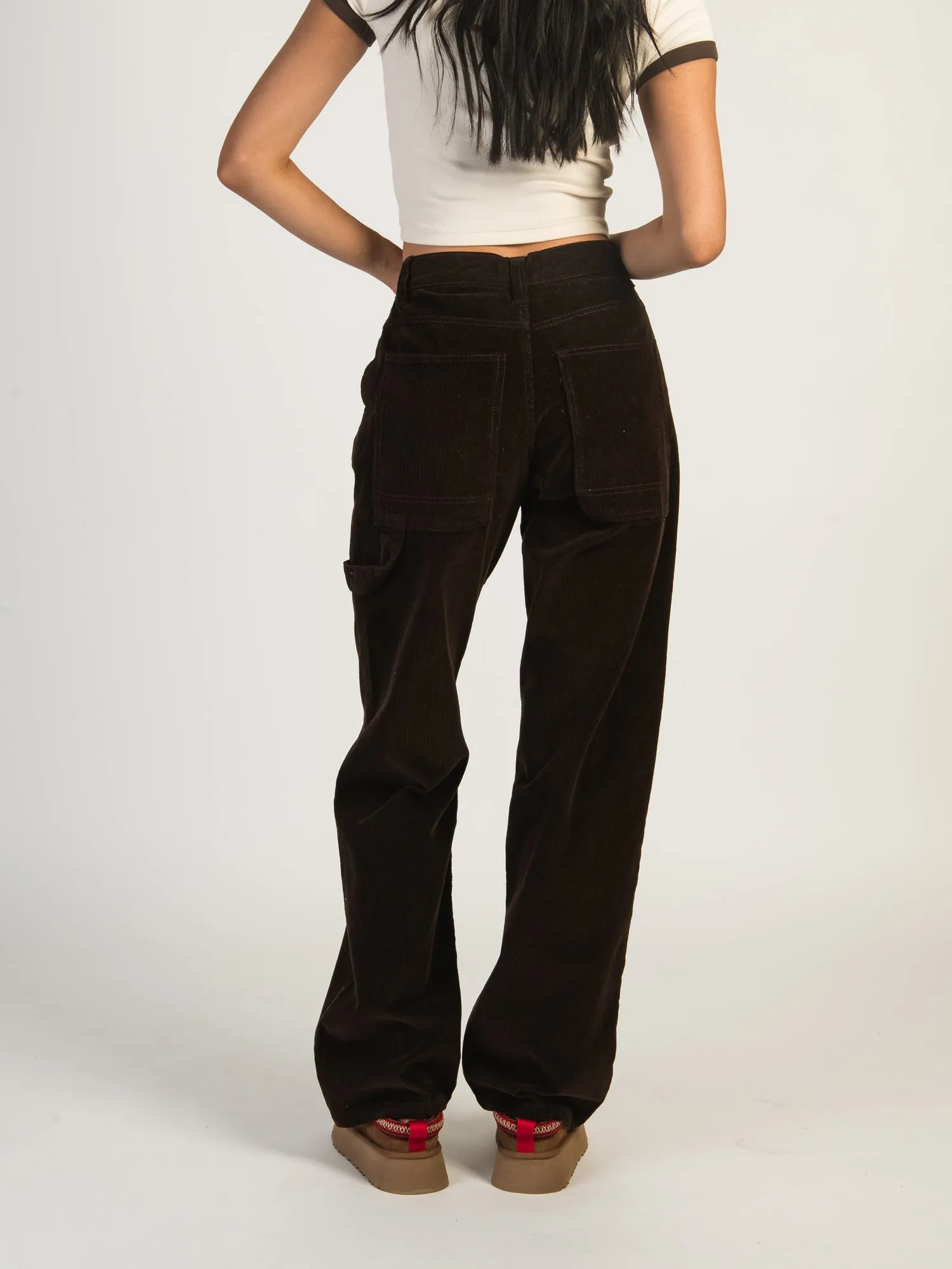 HARLOW CORD CARPENTER PANT - CHOCOLATE