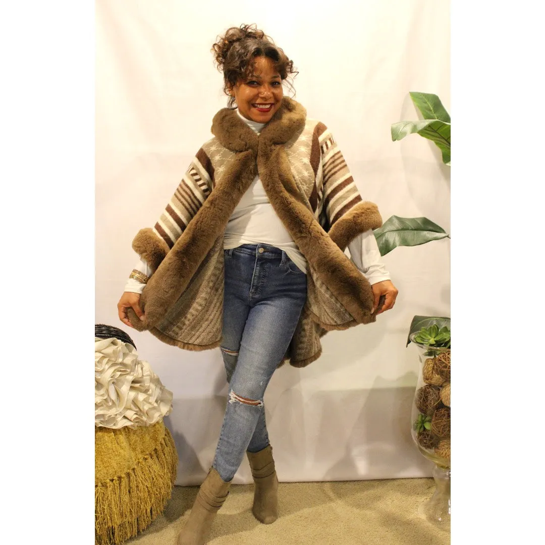 Hot Cocoa Mega Faux Fur Poncho