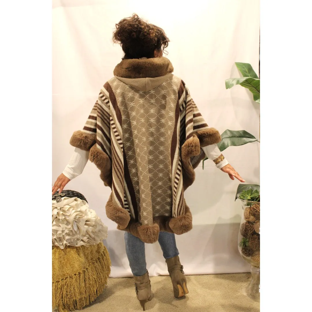 Hot Cocoa Mega Faux Fur Poncho